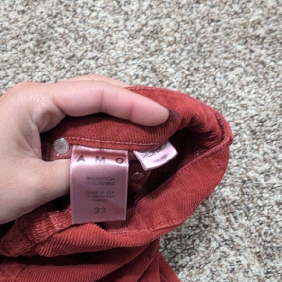 AMO NWT Red Corduroy Chloe Cropped Pants - Picture 13 of 14